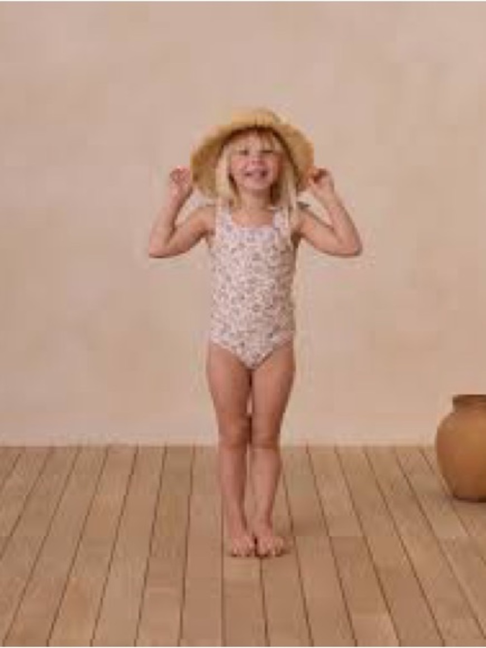 Rylee + Cru Millie One Piece Swimsuit - Ivory Wildflower Floral | Girls size 4-5